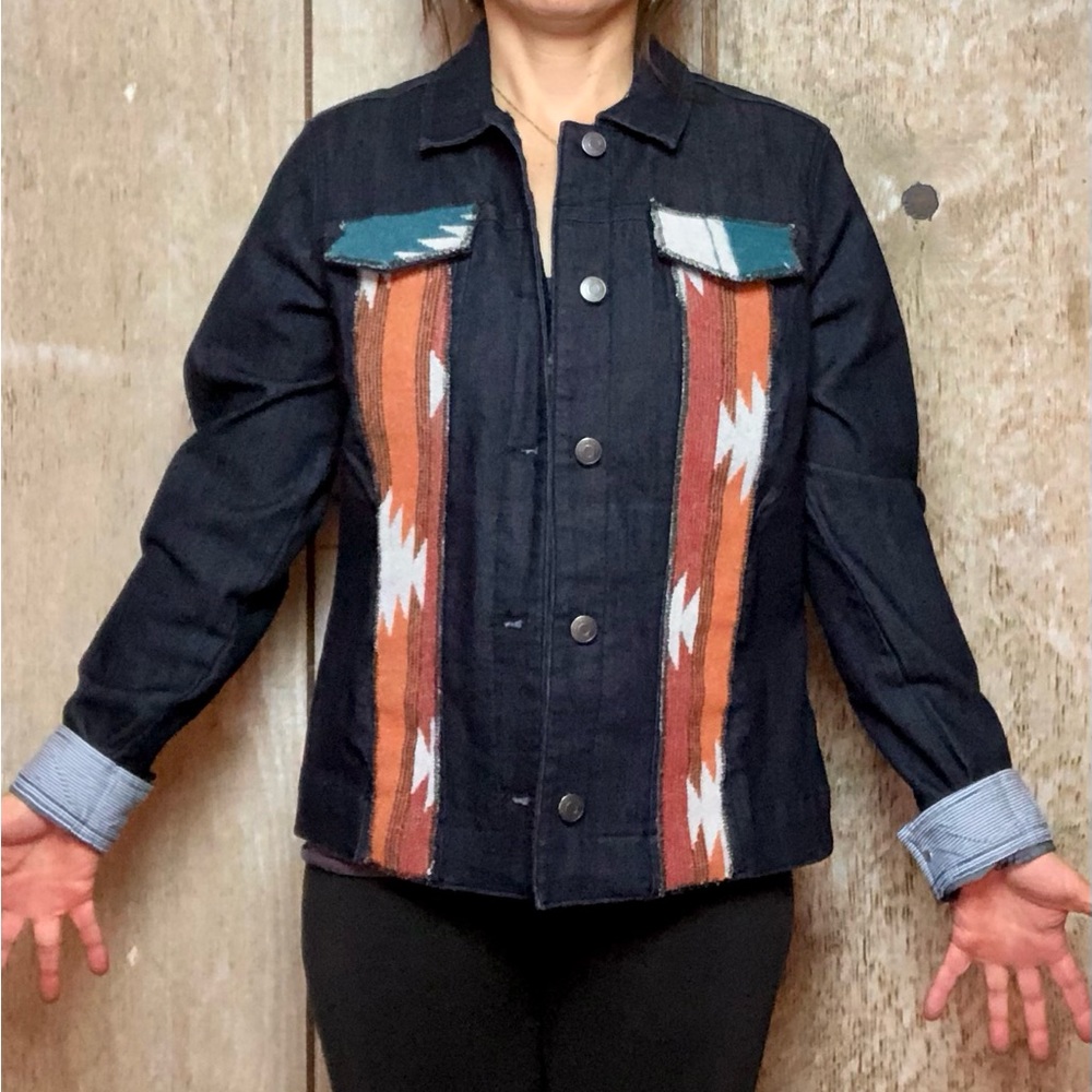 Original southwest jean jacket wool native print design